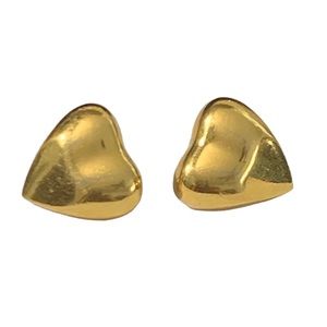 Givenchy Vintage Gold Tone Heart Pierced Earrings Signed